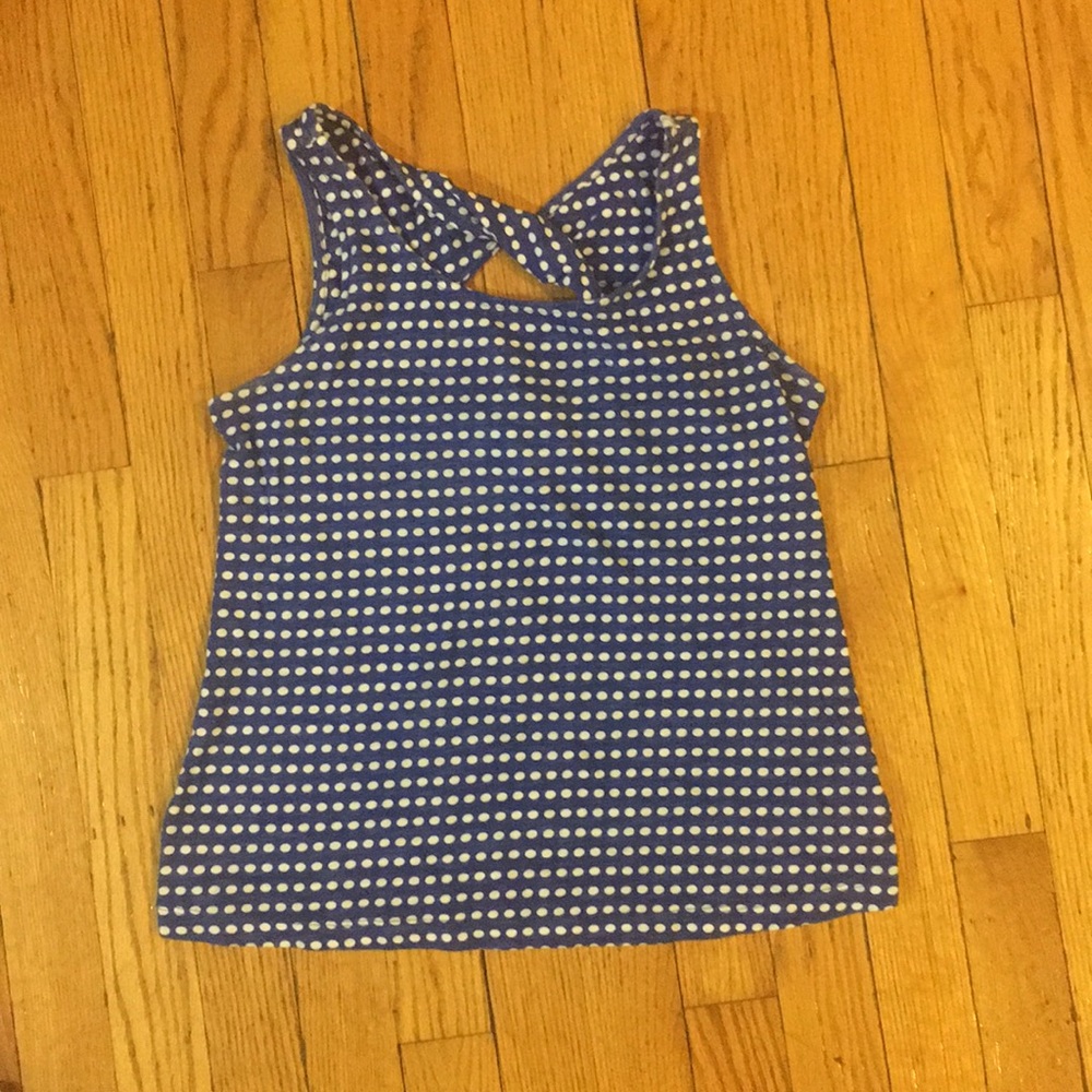 Blue tank top with polka dots